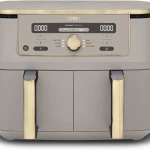 Ninja MAX Double Zone Oil Free Digital Air Fryer with Double Basket. 6 in 1. 9.5L. Dishwasher Safe Baskets. Non-Stick. Pietra Oro. DZ400EUSTGD