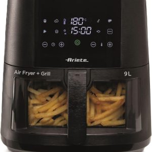 Ariete 4630 Air Fryer 9L. 1500 W. 9L Capacity. 2.5 kg Cooking Capacity. 8 Preset Programmes. Temperature up to 200°. Transparent Basket. BPA Free. Black
