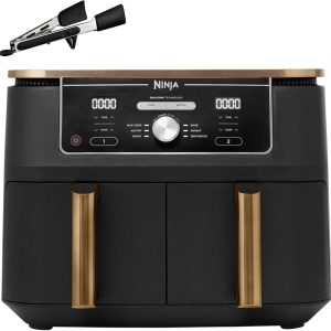🔥Ninja Foodi MAX Dual Zone Air Fryer AF400EUCP – Friggitrice ad aria 9,5L a doppia zona, 6 in 1, senza olio, Max Crisp, 2 cestelli antiaderenti